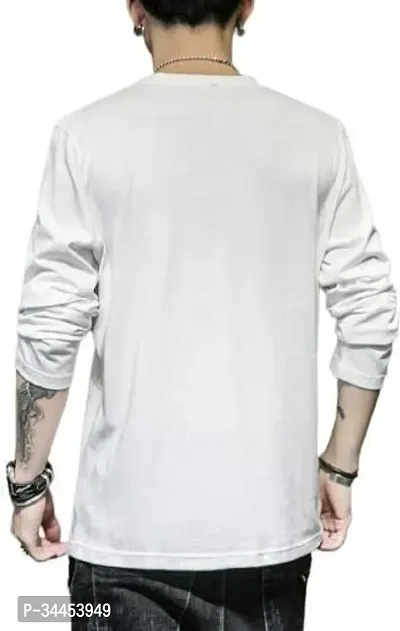 Stylish White Cotton Blend T-Shirt For Men-thumb2