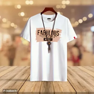 Stylish White Polyester T-Shirt For Men-thumb0