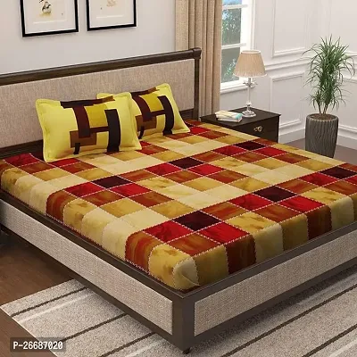 Comfortable Yellow Cotton Printed King Bedsheet