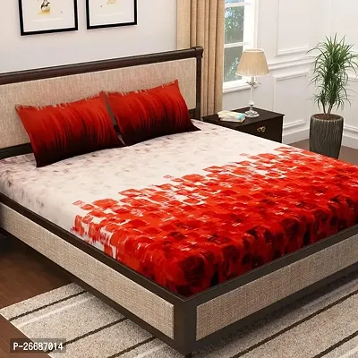 Comfortable Red Cotton Printed King Bedsheet