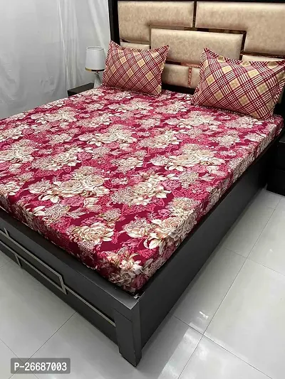 Comfortable Pink Cotton Printed King Bedsheet