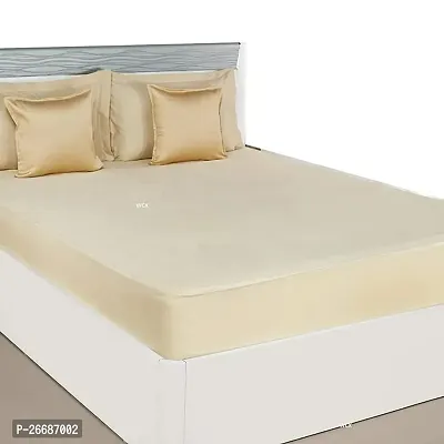 Comfortable Beige Cotton Solid King Bedcover-thumb0