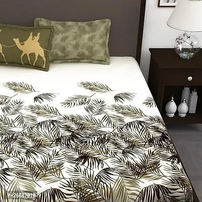 Comfortable White Cotton Printed King Bedsheet