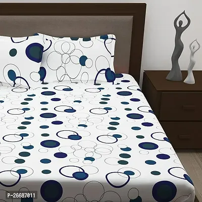 Comfortable White Cotton Printed King Bedsheet