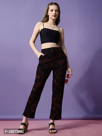 Stylish Fancy Polycotton Printed Regular Fit Trousers For Women-thumb5