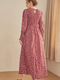 Stylish Crepe Red Printed Dress For Women-thumb1