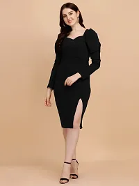 Stylish Polyester Black Solid Dress For Women-thumb3