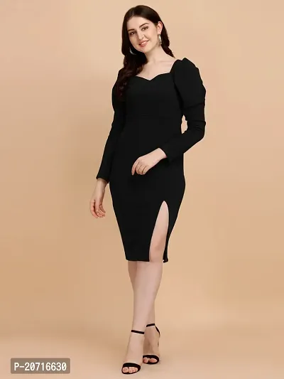 Stylish Polyester Black Solid Dress For Women-thumb4