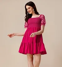 Stylish Crepe Pink Solid Dress For Women-thumb3