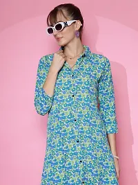 Stylish Green Crepe Printed A-Line Dress For Women-thumb2