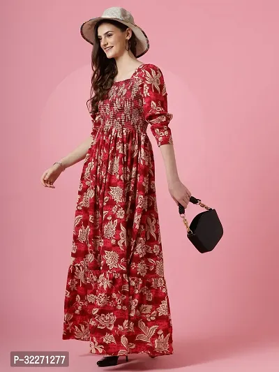 Stylish Georgette Red Printed Dress For Women-thumb3