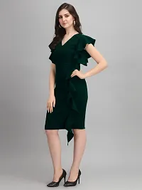 Stylish Polyester Green Solid Dress For Women-thumb3