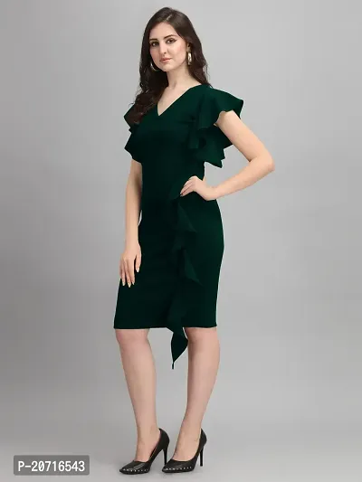 Stylish Polyester Green Solid Dress For Women-thumb4