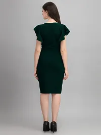 Stylish Polyester Green Solid Dress For Women-thumb1