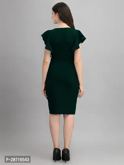 Stylish Polyester Green Solid Dress For Women-thumb2