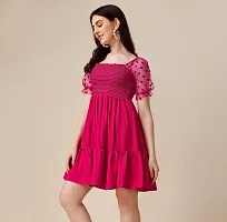 Stylish Crepe Pink Solid Dress For Women-thumb2