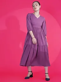 Stylish Purple Crepe Printed Fit And Flare Dress For Women-thumb3