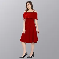 Stylish Crepe Maroon Solid Dress For Women-thumb3