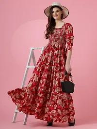 Stylish Georgette Red Printed Dress For Women-thumb3