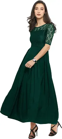 Stylish Crepe Green Solid Dress For Women-thumb2