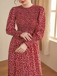 Stylish Crepe Red Printed Dress For Women-thumb2