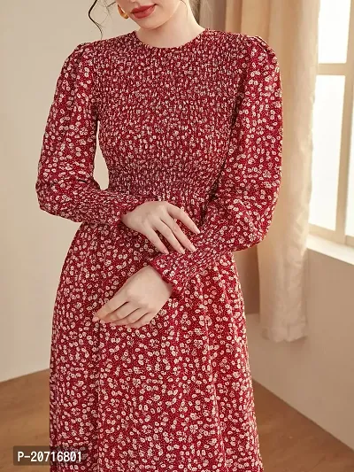 Stylish Crepe Red Printed Dress For Women-thumb3