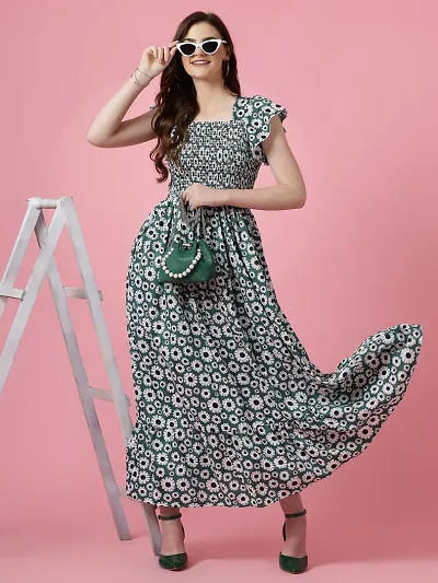 Stylish Crepe Printed Maxi Dress For Women