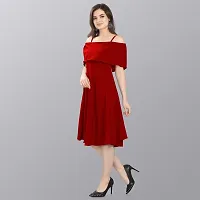 Stylish Crepe Maroon Solid Dress For Women-thumb2