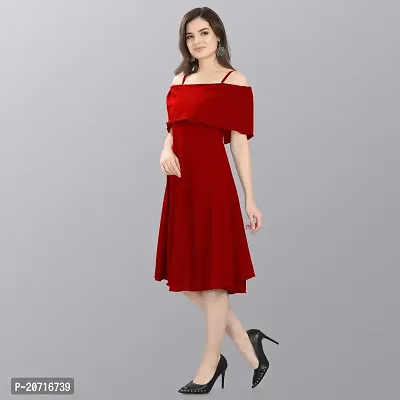 Stylish Crepe Maroon Solid Dress For Women-thumb3