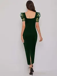 Stylish Polyester Green Solid Dress For Women-thumb1