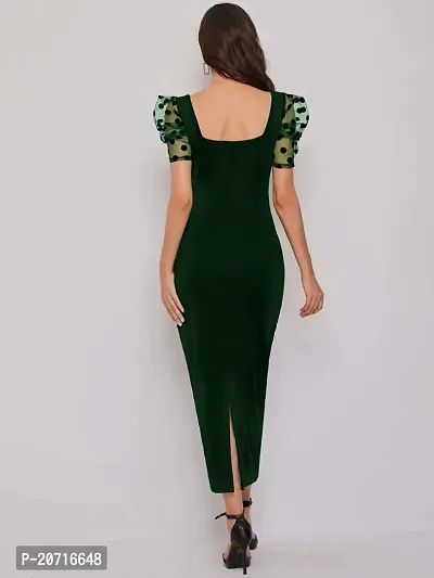 Stylish Polyester Green Solid Dress For Women-thumb2