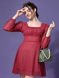 Stylish Georgette Red Solid Dress For Women-thumb2