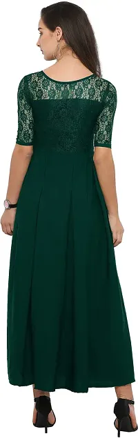 Stylish Crepe Green Solid Dress For Women-thumb3