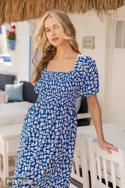 Stylish Blue Crepe Dresses For Women-thumb2
