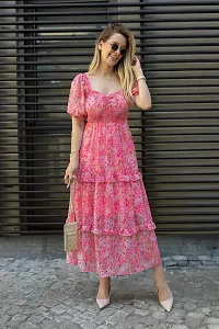 Stylish Georgette Pink Printed Dress For Women-thumb2