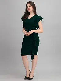 Stylish Polyester Green Solid Dress For Women-thumb2