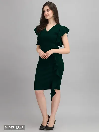 Stylish Polyester Green Solid Dress For Women-thumb3