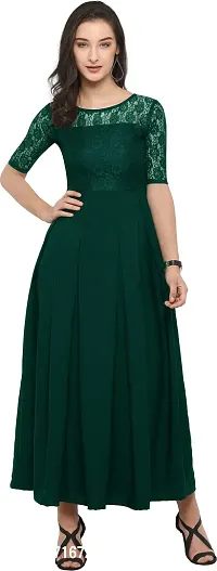 Stylish Crepe Green Solid Dress For Women