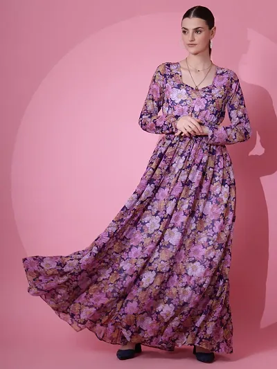 Stylish Georgette Floral Maxi Dress For Women