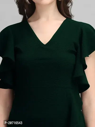 Stylish Polyester Green Solid Dress For Women-thumb5