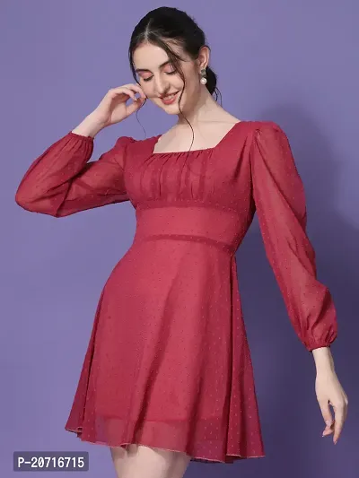 Stylish Georgette Red Solid Dress For Women-thumb4