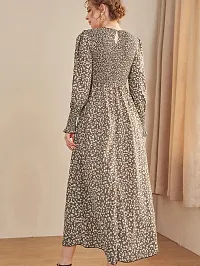 Stylish Brown Printed Crepe Dress For Women-thumb2