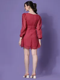 Stylish Georgette Red Solid Dress For Women-thumb4