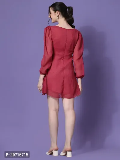 Stylish Georgette Red Solid Dress For Women-thumb5