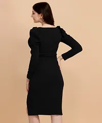 Stylish Polyester Black Solid Dress For Women-thumb1