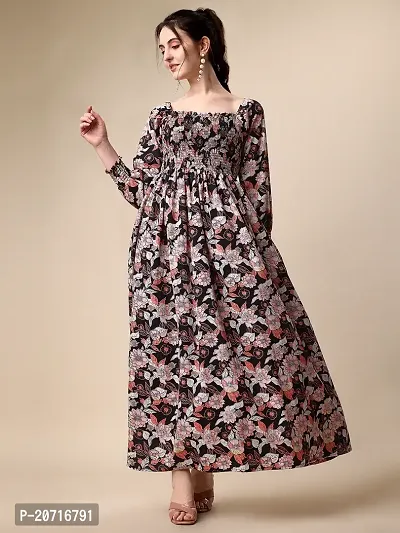 Stylish Crepe Multicoloured Printed Dress For Women-thumb3