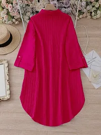 Stylish Pink Polyester Solid Shirt Dress For Women-thumb1