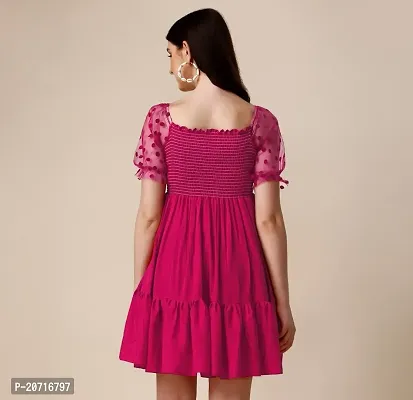 Stylish Crepe Pink Solid Dress For Women-thumb5