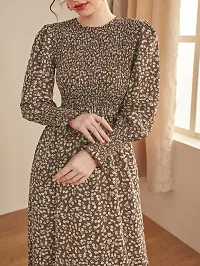 Stylish Brown Printed Crepe Dress For Women-thumb3