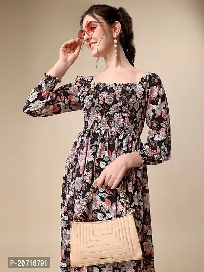 Stylish Crepe Multicoloured Printed Dress For Women-thumb5